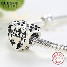 ELESHE 2017 Mothers Day Gift I LOVE YOU MOM Heart Charms Beads Fit Pandora
