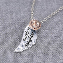 Mother's Day Gift for Mom Charms Wing Necklace Engraved ''Mother Daughter''