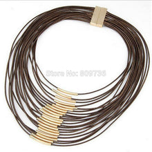 2017 Long Multi layer Mom Necklace Leather Statement Necklace Gold Big Maxi