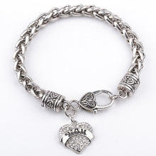 Rainbery Mom Gift Charm Rhinestone Heart Crystal Bracelet Letters MOM SISTE