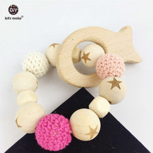 Let's Make Fish Wooden Teether Chew Beads Baby Rattle Teether Nattural Raw