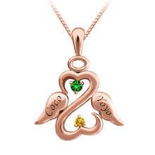 AIJAJA Personalized Two Birthstones Names Engraved Angel Necklaces Pendants