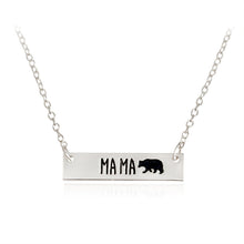 MA MA Bear Bar Tag Pendant Necklaces Gold Silver Charm collar Mommy and Me