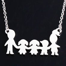AMORUI Stainless Steel Necklace Mama Family of Five Pendant Necklace Fashio