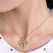 2017 New Silver Gold Crystal Heart Charms Necklace Mom Gift Mother's Day Gi