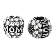 DoreenBeads European Charm Beads Apple antique silver Rhinestone "MOM" Carv
