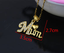Mothers Day Gift Mom Necklace Women Fashion Jewelry Gold Luxury CZ Crystal