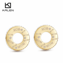 Kalen New Rhinestone Gold Color MOM Letters Pendant Necklace Earrings Set C