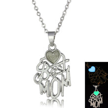Heart Love Glow In The Dark Necklaces "Best Mom"Lettering Charm Luminous St