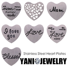 22mm Heart Stainless Steel Floating Locket Plates Stamped Mama Mom Mother W