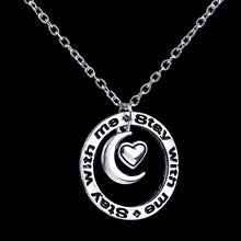 Love Heart Family Mom Special Friend Chain Moon Pendant Necklace Silver Pla