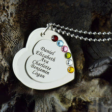 Wholesale Hand Stamped Heart Birthstones Necklace Silver Name Mother Neckla