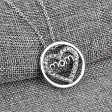 Mom Heart Full Rhinestone Silver Gold Pendant Necklace Sweater Chain For Mo