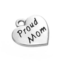 my shape 20Pcs proud mom heart gift charms engraved pendant-in Charms from