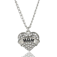 Bespmosp 24PCS/Lot Wholesale Clear Crystal Heart Pendant Necklace Mom Mothe