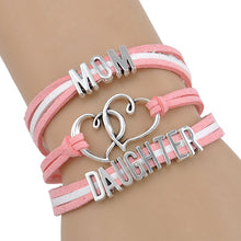 Fashion Women Cute Bracelet Family MOM DAUGHTER Heart Carved Bangle Handmad