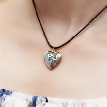 YYW Punk Locket Necklace Antique Gold color Cord Necklace Heart Love Flower