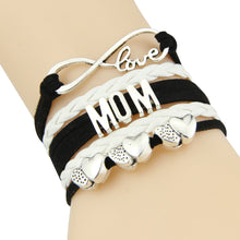 Infinity love mom bracelet heart charm Rope Bracelet for women jewelry Leat
