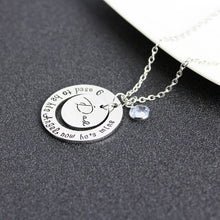 Round Inlay Crystal Pendent Father Mother's Day Necklaces For Women Men I U