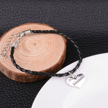 Mommy Bracelet Heart Silver Crystal Leather Chain Bangle Gifts Mother Women