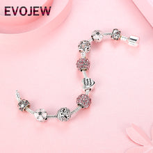 Authentic 925 Antique Silver Gift Charm With Pink Daisy Crystal Beads Brace