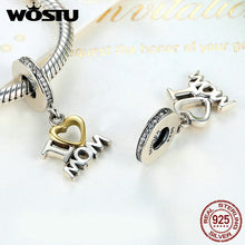High Quality 925 Sterling Silver I LOVE MOM Dangle Charm Fit Original Pando
