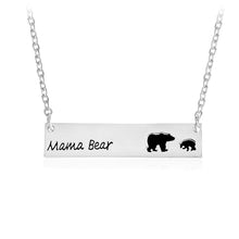 Mama Bear Tag Engraved Animal Pendant Necklace Gold Silver Mother Kids Love