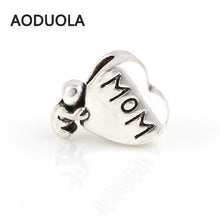 10 Pcs a Lot Metal Beads Spacer MOM Letter with Baby Bead Silver Alloy Hear