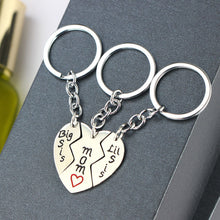 3PCs Big Mom Lil Sis Stainless Steel Sister Mother Love Heart Family Keycha