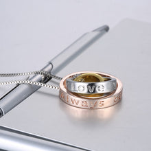 Pendant Necklace Clear Stone Crystal with Box Chains Engraved"I Love You Mo