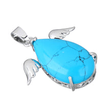 YYW Natural Real Stone Pendants Jewelry Women Mom Lucky Wings Teardrop Quar