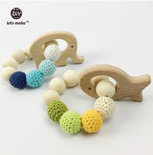 Let's Make Baby Teether Wooden Teether Natural Wood Camera/Fish/Elephant Sh