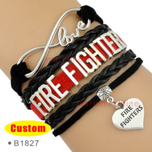 (10 PCS/lot) Infinity Love Firefighter Fire Fighters Bracelets Best Gift fo