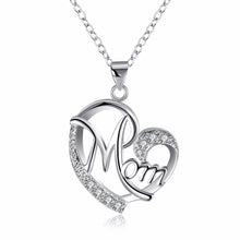 Love Mom Letters Heart Pendant 925 Sterling Silver Fashion AAA Zircon Charm