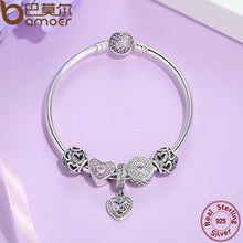 BAMOER Original 925 Sterling Silver Heart Bangles & Bracelet with Mom Penda