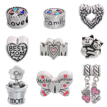 LASPERAL 1Set/8PCs Mixed DIY Love Heart Mom European Charm Beads Fit Bracel