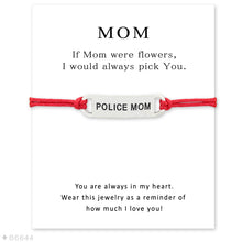 Custom  Silver Sign Police Mom Wish Card Bracelet for Women Girls Adjustabl