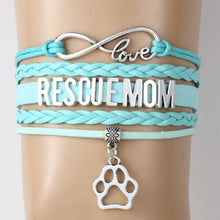 Infinity Love Rescue Mom Bracelets Paw Charm Bracelet  Animal Dog / Cat Pet