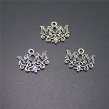 30pcs Antique Silver Letters Mom Charms For Jewelry Making DIY Mother's Day