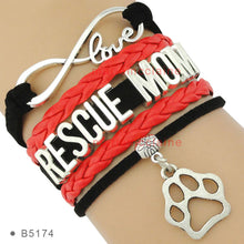 (10 PCS/lot)Infinity Love Rescue Mom Leather Wrap Bracelets Multilayer Dog