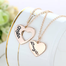 FUNIQUE Rose Gold Split Heart Letter "Daughter Mom Daddy Sisters Necklaces
