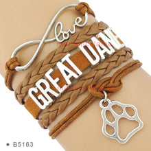 (10 PCS/lot)Infinity Love Schnauzer Mom Leather Wrap Bracelets Multilayer D