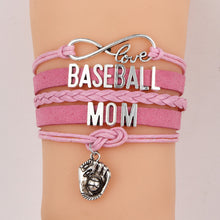 (10pcs/lot) Infinity Love BASEBALL MOM Bracelet Baseball Glove Charm Bracel