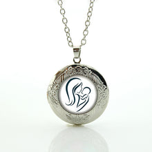 TAFREE Brand vintage Mother Kissing Kids silhouette locket pendant chain ne