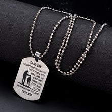 Stainless Steel Mom Dad Son Tag Engraved Pendant Necklace Silver Mother Fat