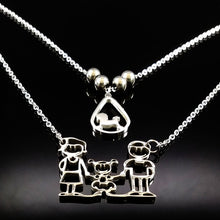 2017 Dog Mom and Dad Daughter Stainless Steel Choker Necklace Women Double