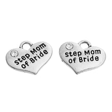 DoreenBeads Alloy Charms Heart silver color Message " Step Mom Of Bride " C
