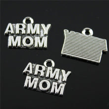 50pcs 19*14mm Antique Silver Color Army Mom Charms, Fashion Diy Handmade Cr