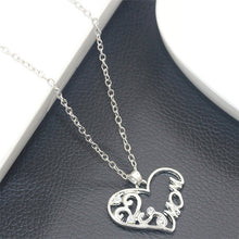 2017 stainless steel chain long Heart Letter Mama Flower Pendant Crystal Ne