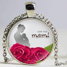 Fashion Silver Plated Love Mom Heart Glass Long Necklace Women Daughter Bir